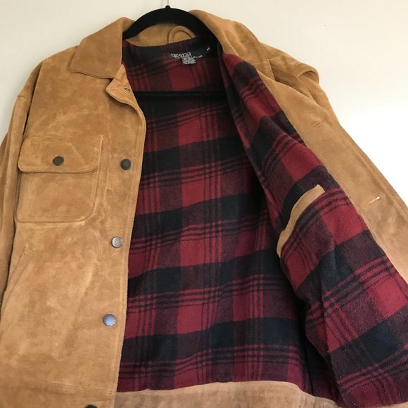 Vintage Ralph Lauren Polo Jacket Suede Leather RRL Style Grail Tartan Plaid - Picture 4 of 14